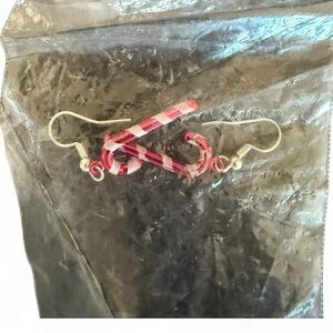 Holiday Candy Cane Earrings Red White Striped Christmas Jewelry